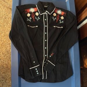 Embroidered Black Western Shirt